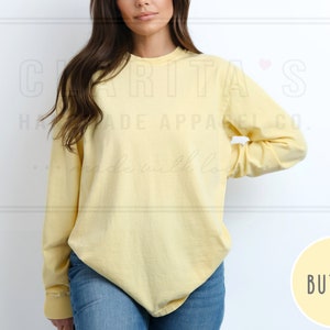 Comfort Colors Long Sleeve Tshirt, Heavyweight Shirt 100% Cotton, Garment-Dyed Trendy Soft Vintage Washed Unisex Shirts Plain Blank Soft Tee