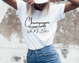 Champagne Weekend Bestie T-Shirt: Girls Trip Matching Shirts