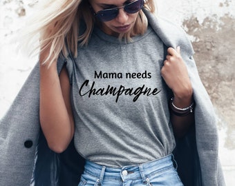 Camiseta "Mamá necesita champán": divertida camiseta de brunch para mujer