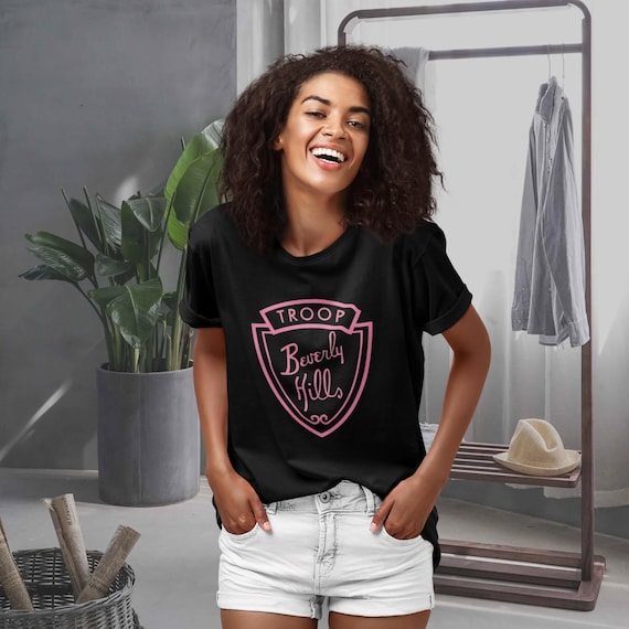 Troop Beverly Hills Custom Shield Party Shirts, Bachelorette Party Custom Sweatshirts and T-Shirts. Troop Theme Birthday Celebration Tees