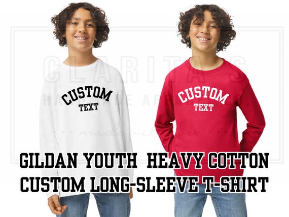 Personalized Youth Long-Sleeve T-Shirt: Custom Text, Heavy Weight