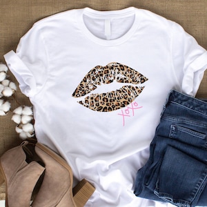 Leopard Print Lips Shirt: XOXO Kiss Graphic Tee