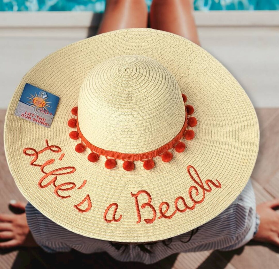 Cappello Di Pagia Da Spiaggia Donna | UPF 50+ Arrotolabile Con Fiori - Unico Taglia - Foto 12