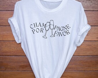 Camiseta Champagne Por Favor: Camiseta retro de brunch