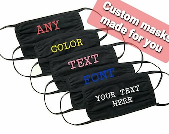 Personalized Cotton Face Mask: Custom Text, Reusable 3-Layer Mask