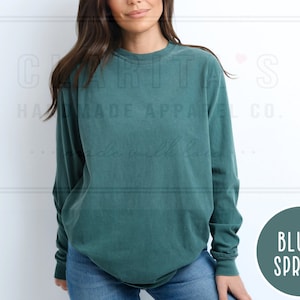 Comfort Colors Long Sleeve Tshirt, Heavyweight Shirt 100% Cotton, Garment-Dyed Trendy Soft Vintage Washed Unisex Shirts Plain Blank Soft Tee