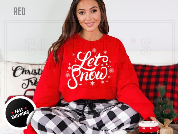 Let it Snow Cute Merry Christmas Sweatshirt, Christmas Shirts, Christmas Shirt for Women, Christmas Crewneck Sweatshirt, Cute Winter Sweater