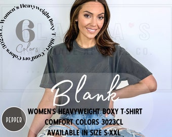 Women's Comfort Colors T-Shirt, 3023CL Blank Boxy Shirt, Heavyweight 100% Cotton Garment-Dyed Trendy Soft Vintage Washed Comfort Color Tee