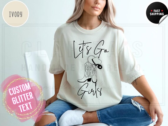 Let's Go Girls Comfort Colors Bachelorette Party Shirt, Cowgirl Hat & Boots Party Shirts for Women, Fun Birthday Party Music Festival TShirt