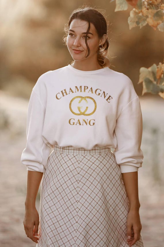 Champagne Gang Sweatshirt: Gold Glitter Bachelorette Party Shirt