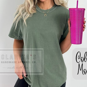 Comfortkleuren blanco shirt Zwaar T-shirt Comfortkleur 100% katoen, kledingstukgeverfd trendy zacht vintage gewassen vintage look T-shirt uniseks