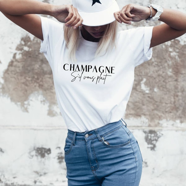 Champagne s'il vous plait shirt | Champagne please | Brunch bubbly tshirt | Mimosa breakfast for champions | French tee classy bachelorette