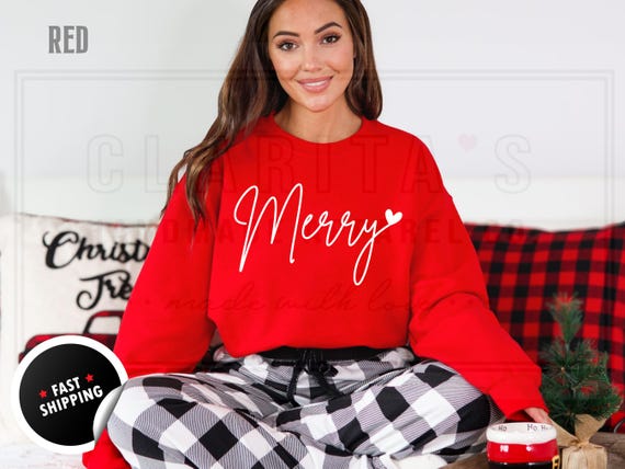 Merry Christmas Sweatshirt, Cute Winter Sweater, Christmas Shirts, Christmas Shirt for Women, Christmas Crewneck Sweatshirt, Holiday Sweater
