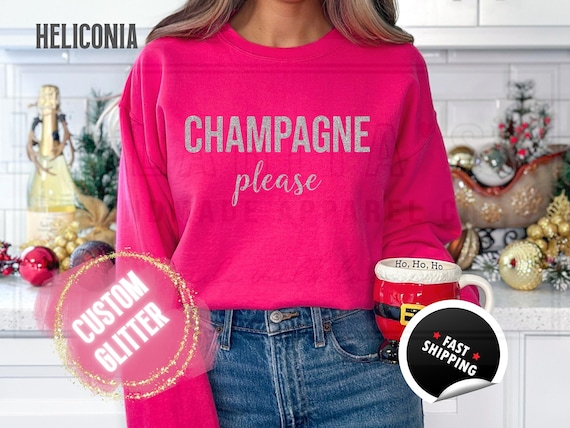 Glitter Christmas Sweatshirt and T-Shirts: Custom 'Tis the Season to Sparkle' Holiday Sweater. Custom Color Sparkling Festive Shirts