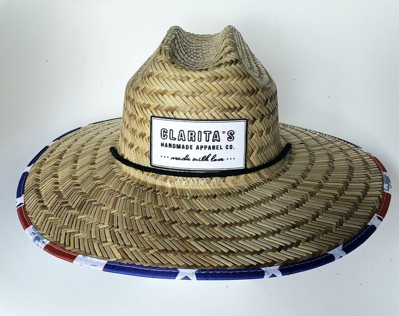 Large Straw Beach Hat July 4th American Flag Hat Father Etsy