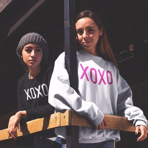 XOXO Sweatshirts | Off shoulder sweater | Hugs and kisses | Oversized | Cute sweatshirts | Customize xoxo | Tic tac toe | Boat or crew neck