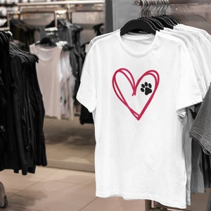 Paw Print Heart T-Shirt: Dog Lover Gift