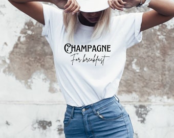 Camiseta "Champán para el desayuno": Camiseta "Brunch para despedida de soltera"