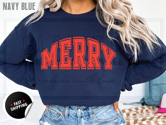 Custom Glitter Merry Christmas Sweatshirt: Holiday Crewneck Sweater