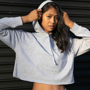 Custom Cropped Hooded Sweatshirt, Personalized crop hoodies, Bulk order custom crop top, Womens Lightweight Crop Sweatshirt, Team Hoodies