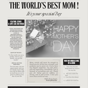 Editable Mother's Day Newspaper Template: Canva Printable (instant ...