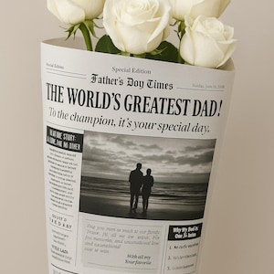 Editable Father’s Day Newspaper Template | Printable Canva Gift for Dad | Instant Download | Personalized Father’s Day gift | Flower Insert