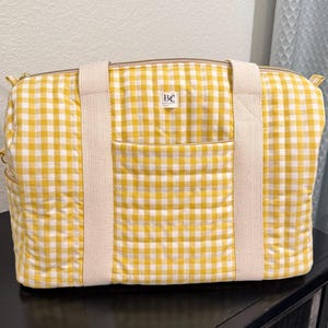Quilted Gingham Diaper Bag / Versatile Travel Bag