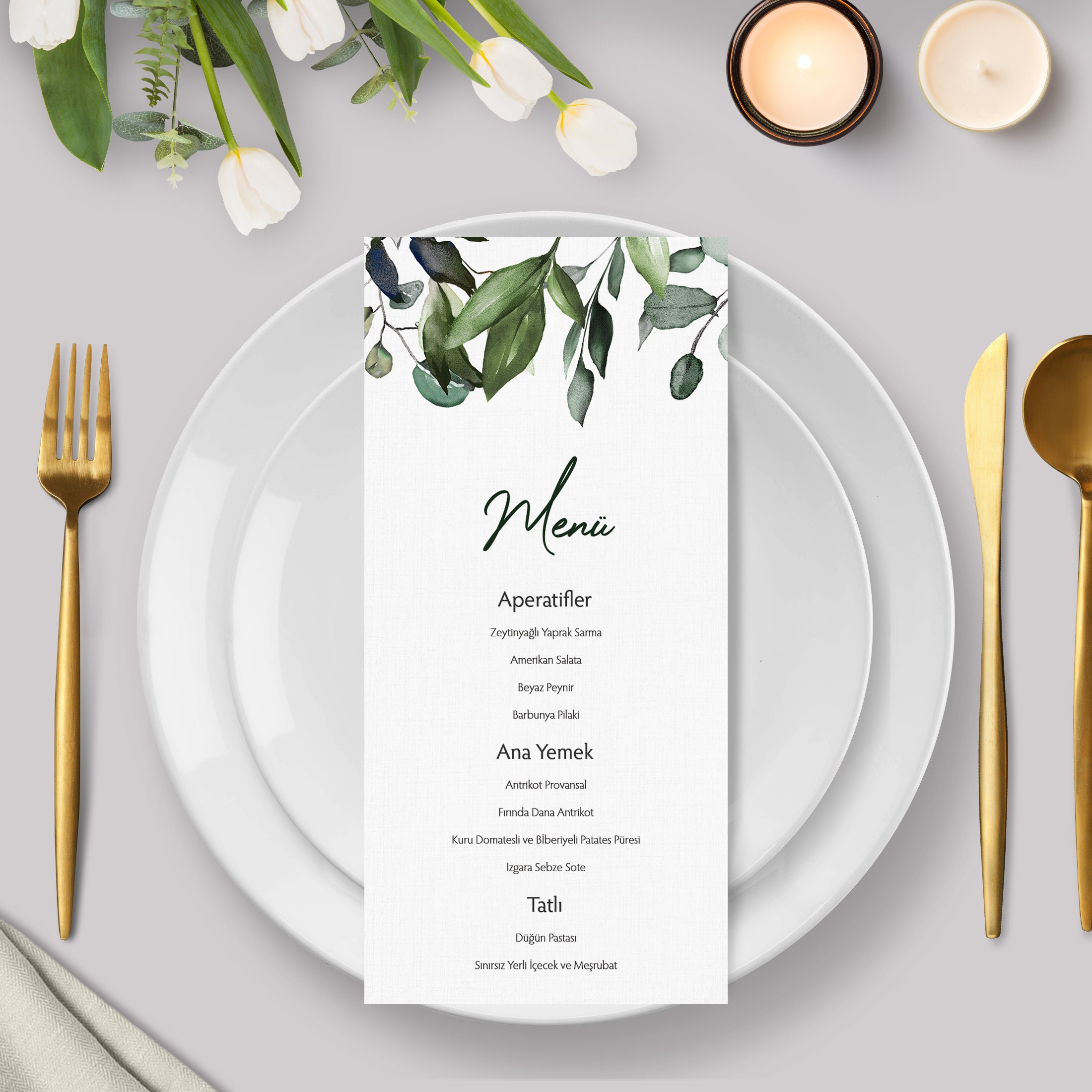 Wedding Dinner Menu Template Minimalist Elegant & Editable Etsy