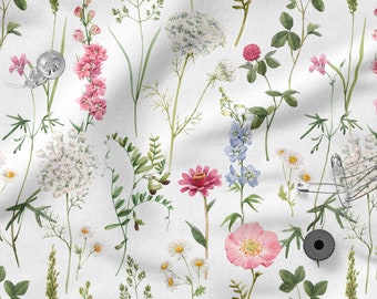 SMALL FLOWER Pattern cotton 100/% MEADOW Eco-print Printed Cotton Fabric Width 155cm 61