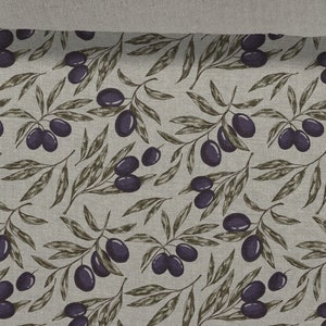Linen fabric Olives, Olive Tree Beige Linen Fabric in melange Softened linen for sewing, Width 150cm /60&quot;