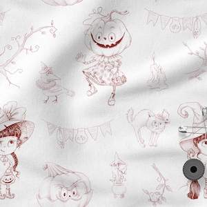 Halloween Cartoon cotton 100%, Eco-print, Printed Cotton Fabric, Halloween fabric, Width 150cm /60&quot;