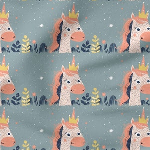 Unicorn cotton 100%, Eco-print, Printed Cotton Unicorn fabric, Width 150cm /60"