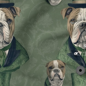 Bulldog   cotton 100%, Eco-print, Printed Cotton bulldog fabric, Width 150cm /60&quot;
