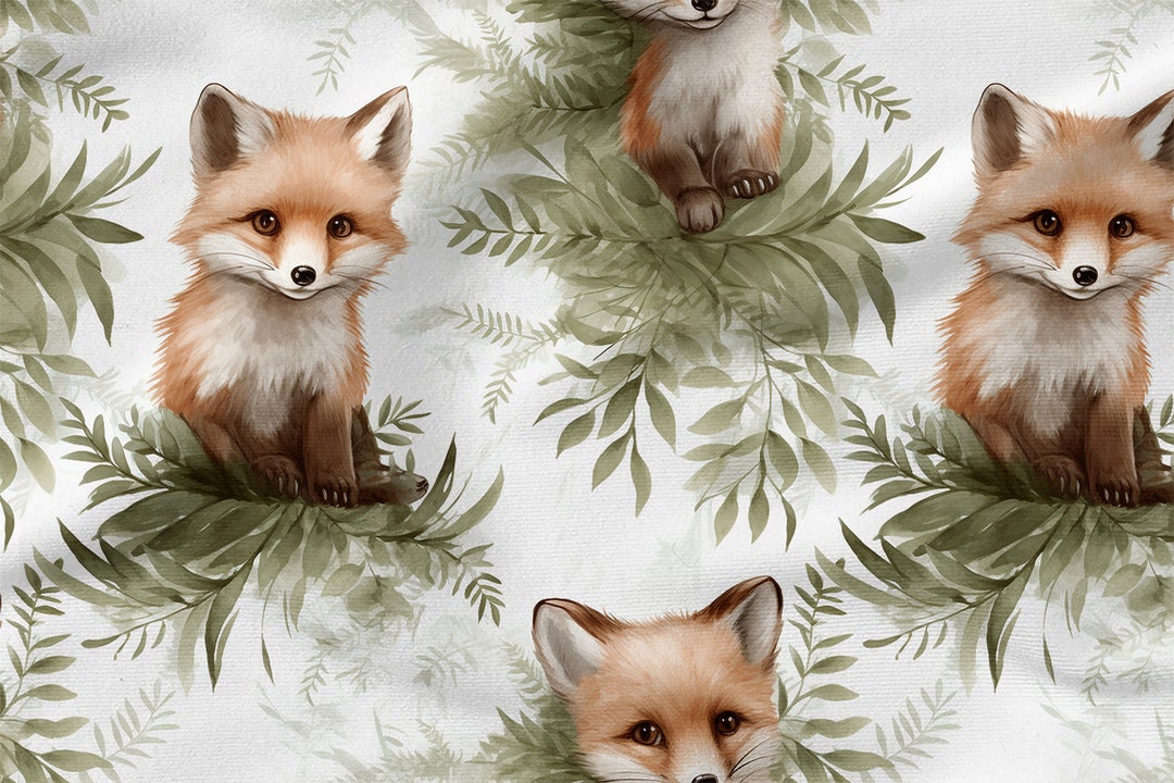 FOX Pattern, Cotton 100%, Eco-print, Printed Cotton Fabric, FOX Fabric ...