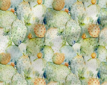 Cactus pattern, cotton 100%, Eco-print, Printed Cotton Fabric, Cotton Twill, Cotton Batiste, Cotton Canvas, Width 150cm /60"