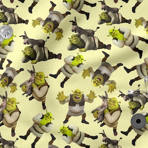 Green Ogre cotone 100% Cartoon, Eco-print, Tessuto di cotone stampato, Tessuto Cartoon, Larghezza 150 cm /60"