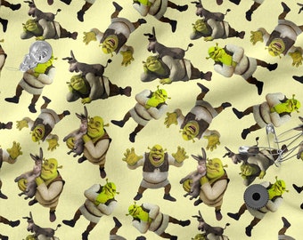 Green Ogre cotton 100% Cartoon, Eco-print, Printed Cotton Fabric, Cartoon fabric, Width 150cm /60&quot;