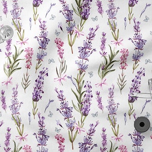 FIORI DI LAVANDA cotone 100% Eco-stampa, Tessuto di cotone stampato, Larghezza 150 cm /60"