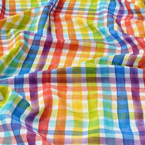 Regenbooglinnen 100%, ecoprint, bedrukte linnen stof, regenbooglinnen Verzacht linnen om te naaien, breedte: 150 cm