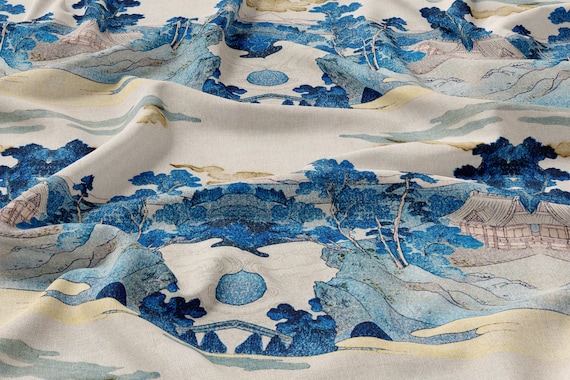 Work of art Linen 100%, Eco-print, Printed Linen fabric, Softened linen for sewing, Width 150cm /60"
