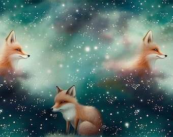 FOX Pattern, cotton 100%, Eco-print, Printed Cotton Fabric, FOX fabric, Width 150cm /60"