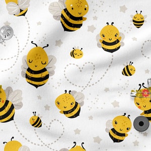 SWEET BEES cotton 100%, Eco-print, Printed Cotton Fabric, Width 155cm /61&quot;