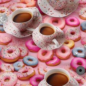 Donuts cotton 100%, Eco-print, Printed Cotton donuts fabric, Width 150cm /60&quot;