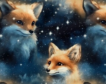 FOX Pattern, cotton 100%, Eco-print, Printed Cotton Fabric, FOX fabric, Width 150cm /60"