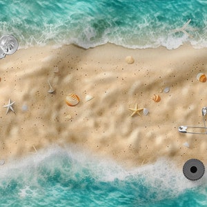 Ocean cotton 100%, Eco-print, Printed Cotton sand shells fabric, Width 150cm /60&quot;