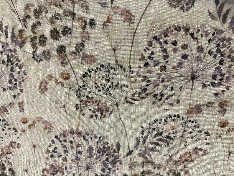 Tessuto di lino Prato, Fiori del prato estivo, Beige in melange, Lino ammorbidito per cucire, Larghezza 150 cm /60 immagine 1