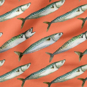 Cotone pesce 100%, Eco-print, Tessuto di cotone stampato, Larghezza 150 cm /60"
