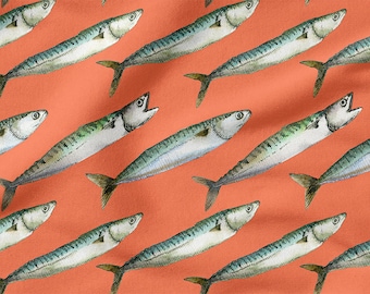 Fish cotton 100%, Eco-print, Printed Cotton Fabric, Width 150cm /60"