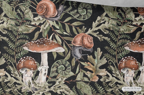 Sweatshirt Fabric Forest Life, Stretchable, Snails Fabric, Cotton Knit fabric, for Sweatshirts, Sportswear and Children's Clothing 230gsm