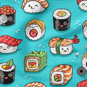 SUSHI cotton 100%, Eco-print, Printed Cotton Fabric, SUSHI fabric, Width 150cm /60&quot;